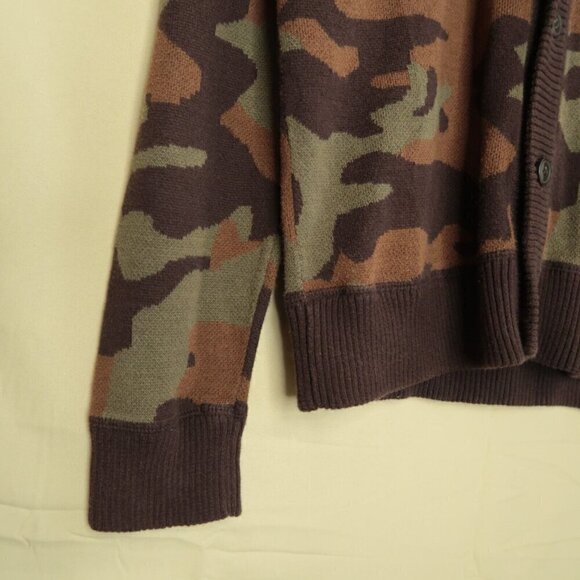 On The Byas Camo Cardigan Womens Small Cotton Blend Long Sleeves V Neck Knit - Picture 4 of 9